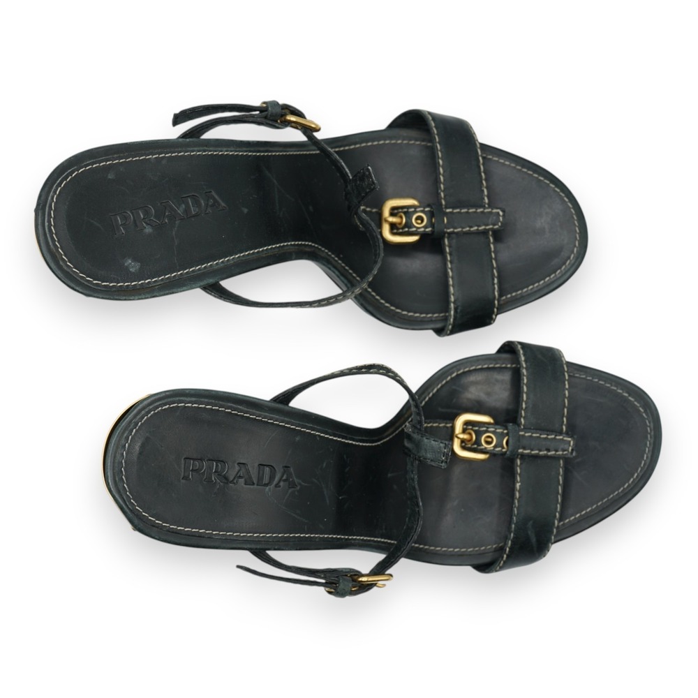 PRADA‎ Women's High Heels Sandal Open Toe Size EUR 36 / US 6 Black  MSRP $950 - Picture 8 of 11